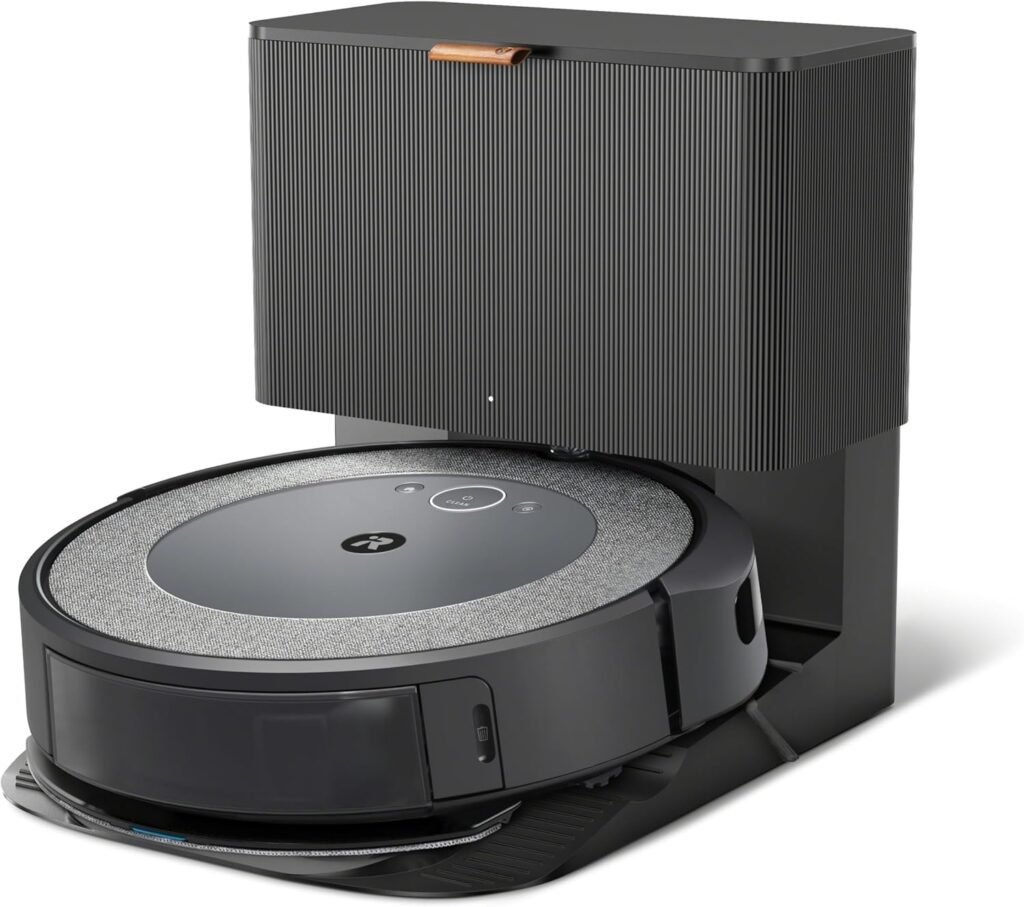 Imagen del iRobot Roomba Combo i5+, el robot aspirador y friegasuelos 2 en 1 con base de autovaciado. Opiniones destacadas sobre su eficiencia en limpieza y tecnología avanzada.