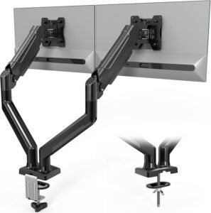 Soporte Monitor Doble BONTEC para Pantallas de 13 a 32 Pulgadas – Diseño ergonómico con brazo ajustable, giro e inclinación para mayor comodidad. Ideal para oficina y hogar.