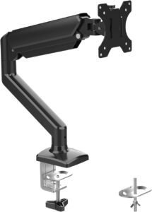 Soporte de Monitor GRIFEMA GB2003-1 con resorte de gas, ideal para ajustar la pantalla de tu computadora con facilidad. Diseño ergonómico, resistente y compatible con diversas pantallas. Perfecto para mejorar la comodidad y productividad en tu espacio de trabajo.