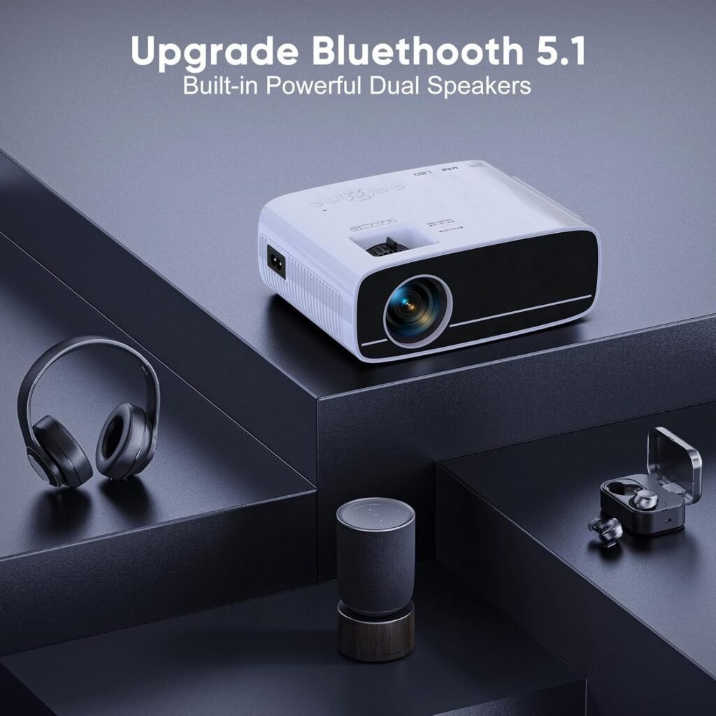 Mini Proyector 4K Compatible AKATUO 15000L Nativo 1080P con 5G WiFi y Bluetooth. Diseño portátil ideal para cine en casa, alta resolución, brillo mejorado y conexión inalámbrica para una experiencia visual inmersiva.
