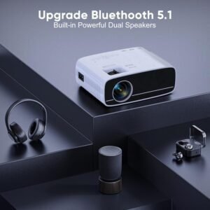 Mini Proyector 4K Compatible AKATUO 15000L Nativo 1080P con 5G WiFi y Bluetooth. Diseño portátil ideal para cine en casa, alta resolución, brillo mejorado y conexión inalámbrica para una experiencia visual inmersiva.