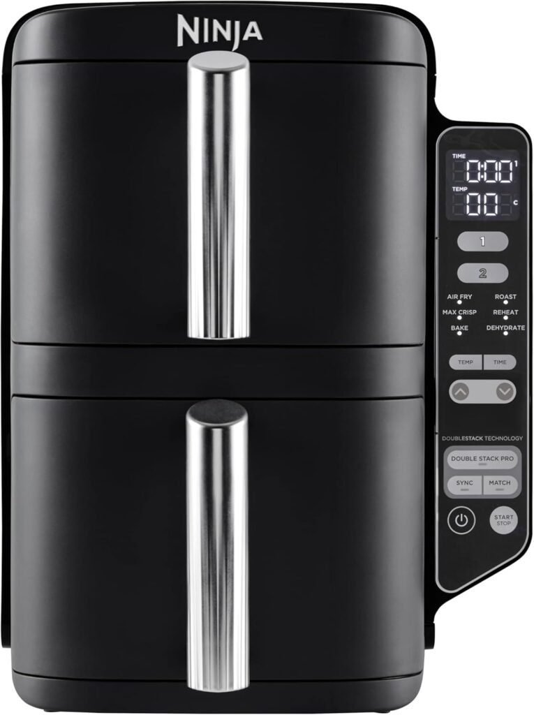 Freidora de aire Ninja Double Stack 7,6 L - Diseño compacto y capacidad dual para cocinar más con menos espacio. Ideal para freír sin aceite con tecnología de cocción uniforme. ¡Descubre opiniones y rendimiento!