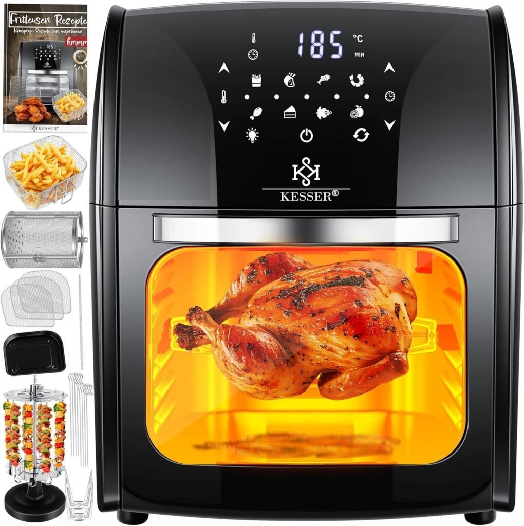 Imagen de la **KESSER® XXL Airfryer**, freidora de aire caliente 9 en 1. Diseño moderno y funcional con gran capacidad para cocinar sin aceite. Ideal para freír, hornear y asar de manera saludable.