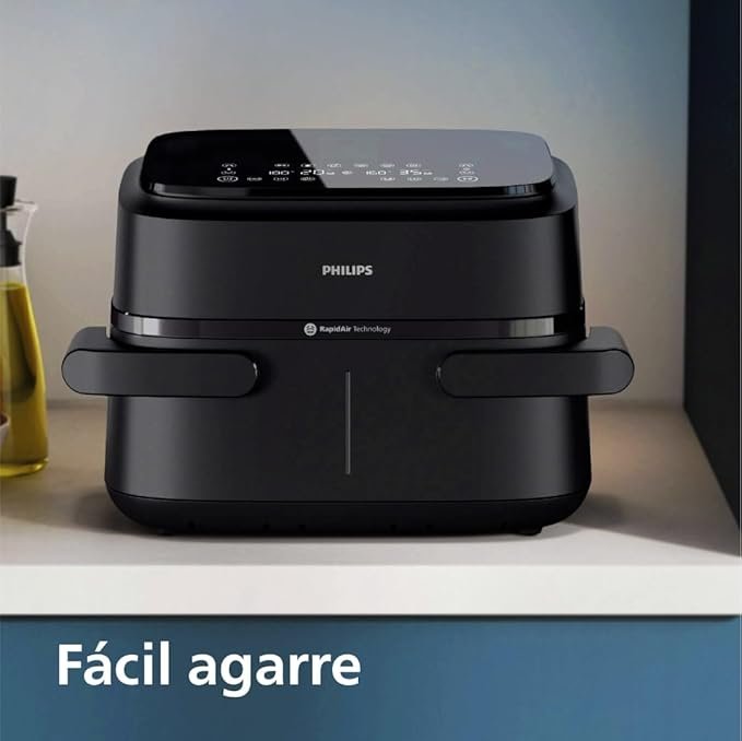 Imagen del Philips Dual Basket Airfryer Serie 1000 con capacidad de 7,1 litros, tecnología RapidAir y 10 funciones de cocción, ideal para cocinar sin aceite con resultados crujientes.