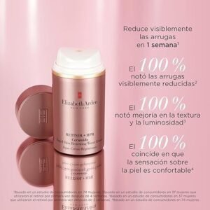 Imagen del producto Elizabeth Arden Retinol + HPR Crema Renovadora con Retinol Ceramide Water Cream para Día y Noche – tratamiento facial antiedad con retinol encapsulado y ceramidas, ideal para todo tipo de piel, hidratación profunda y reducción de líneas finas.