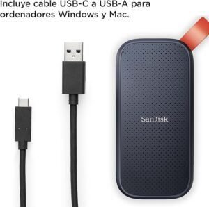 Imagen del SanDisk SSD portátil de 1 TB – Diseño compacto, duradero y de alto rendimiento ideal para almacenamiento externo rápido y seguro.