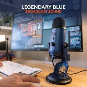 Micrófono USB Logitech Blue Yeti para creadores con efectos Blue Voice y soporte ajustable – Opiniones y reseñas del micrófono ideal para grabación profesional de voz, podcasting y streaming.