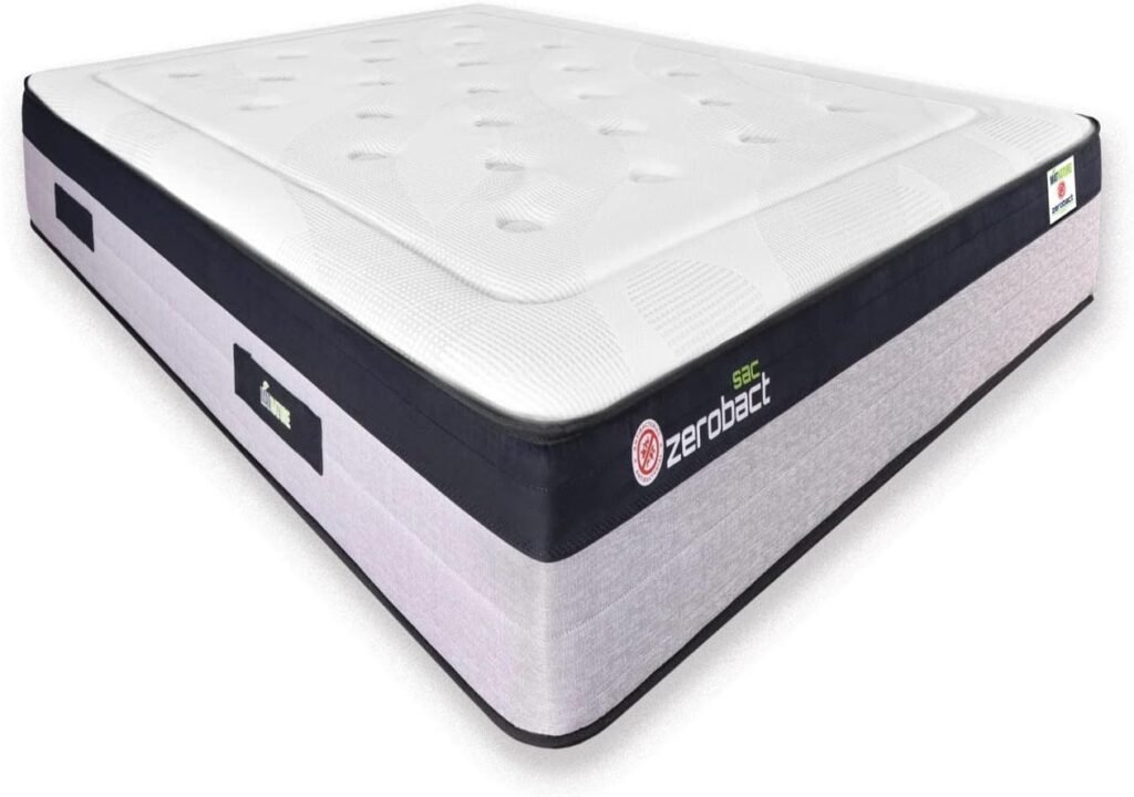 Imagen del colchón viscoelástico Matnature Zerobact Sac en vista frontal, mostrando su diseño ergonómico y tejido transpirable, ideal para quienes buscan opiniones reales sobre descanso saludable y tecnología antimicrobiana.