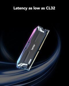 Imagen del producto Lexar ARES RGB DDR5 RAM 32GB Kit (16GBx2) 6400 MHz, módulo de memoria DRAM 288-Pin U-DIMM con diseño gamer iluminado RGB y alto rendimiento para PCs de alto rendimiento.