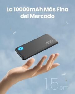 Power Bank INIU 10000mAh ultra delgado con triple puerto USB C, carga rápida 3A – batería externa portátil ideal para móviles y dispositivos electrónicos, diseño compacto y elegante.