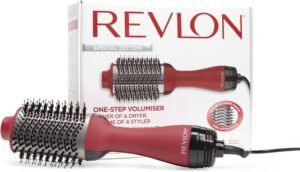Imagen del cepillo secador REVLON Salon One-Step Volumiser 5279 Titan, diseño ergonómico en color negro y oro titanio, ideal para alisar y dar volumen al cabello en un solo paso.