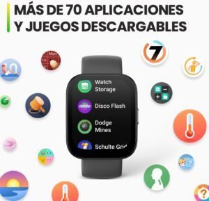 Imagen del Amazfit Bip 5 Smartwatch con pantalla grande de 1,91", diseño moderno y elegante, ideal para deporte y uso diario.