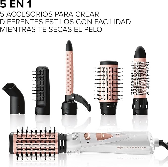 Imagen del cepillo moldeador de aire Bellissima Imetec My Pro GH18 1100 con revestimiento en cerámica, diseño elegante y ergonómico ideal para peinar y moldear el cabello con resultados profesionales desde casa.