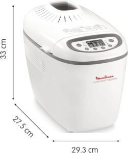 Imagen de la panificadora Moulinex OW6101 Home Baguette de 1650 W, con diseño compacto y elegante, capacidad de hasta 1,5 kg y 16 programas automáticos, ideal para elaborar panes caseros de diferentes tipos.