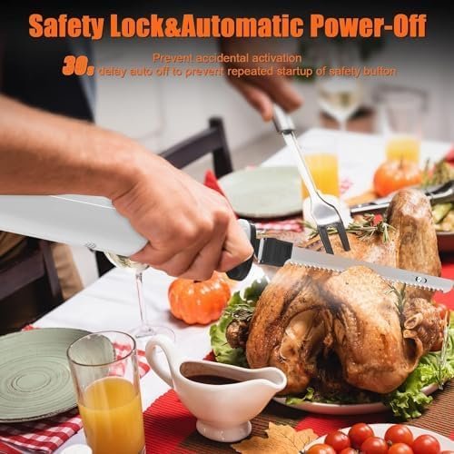 Cuchillo de trinchar eléctrico recargable inalámbrico para carne y pan: diseño ergonómico, cuchillas de acero inoxidable, ideal para cortar y rebanar de forma precisa y sin esfuerzo.