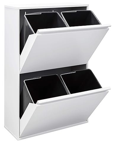 Imagen del cubo de basura y reciclaje Arregui CR601-B de 4 compartimentos, fabricado en acero resistente, con capacidad total de 68 litros (4x17 L), ideal para separación de residuos en el hogar u oficina.