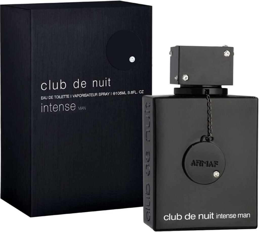 Imagen del perfume Armaf Club De Nuit Intense para hombre EDT – elegante frasco negro con detalles metálicos, diseño sofisticado que refleja la intensidad y masculinidad de su aroma, ideal para destacar en cualquier ocasión.