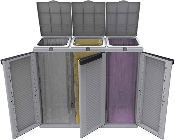 Imagen del producto Ecocab 3 de Terry: Armario de recogida selectiva de residuos con 3 compartimentos, ideal para la separación de basura en hogares y oficinas. Diseño compacto, resistente y funcional.