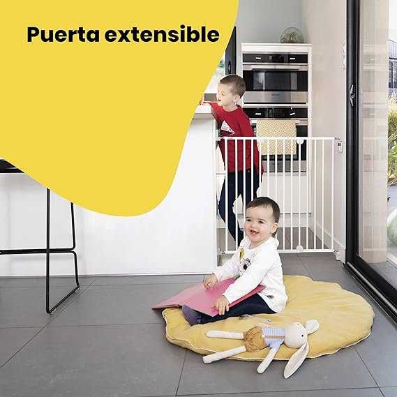 Imagen del producto Safety 1st Wallfix Barrera de seguridad extensible para escaleras y puertas, ideal para niños y perros, diseñada para uso en interiores.