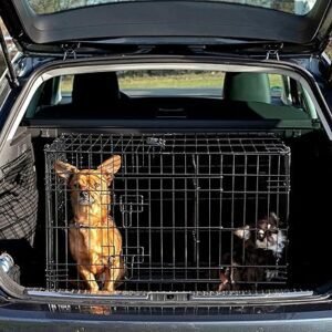 Jaula Transporte Plegable para Perros Lionto - Caja de Transporte resistente y segura, ideal para viajes y entrenamiento de mascotas, estructura metálica robusta y diseño portátil fácil de plegar.