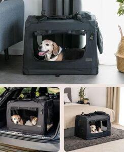 Bolsa de transporte Lionto para perros y gatos, ligera y cómoda, ideal para viajes, opiniones positivas destacan su durabilidad y diseño transpirable.