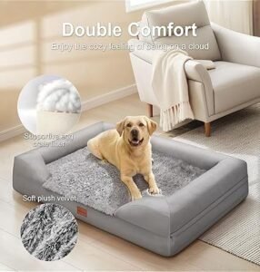 Cama ortopédica para perro extra grande Gimars de 9,5 cm de grosor, color gris, con cojín acolchado, ideal para perros grandes y mayores que necesitan soporte articular y comodidad.