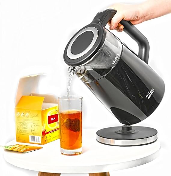 Hervidor Inteligente Zilan de 1,7 litros con pantalla digital y diseño de doble pared, 2200W de potencia, ideal para hervir agua de forma rápida y segura. Opiniones Zilan destacan su eficiencia y moderno acabado.