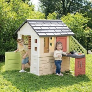 Imagen de la casita infantil Smoby Life Casa Nature con Cocina de Juguete, ideal para interior y exterior; diseño colorido y resistente, perfecta para el juego creativo de niños pequeños.