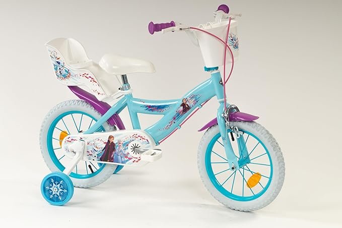 Bicicleta infantil TOIMSA 14 pulgadas Frozen Huffy – Opiniones y detalles: imagen de la bicicleta para niñas con diseño de Disney Frozen, colores llamativos, ruedines laterales y estructura resistente para primeros paseos seguros.