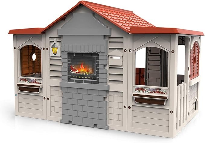 Imagen de la casita infantil Le Chalet de Chicos, ideal para exterior e interior, fabricada con materiales resistentes y duraderos; modelo espacioso de 159 cm x 103 cm x 104 cm, perfecta para el juego seguro y divertido de los niños.