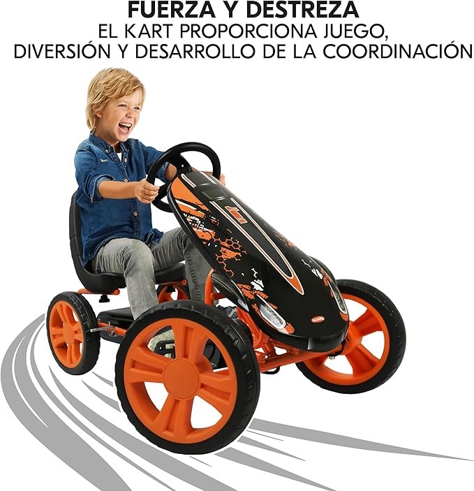 Imagen del Hauck Speedster Kart Pedales para Niños, un resistente y dinámico go kart infantil en color vibrante, ideal para exteriores, diseñado para ofrecer diversión segura y desarrollar habilidades motoras; perfecto para opiniones sobre el Hauck Speedster.