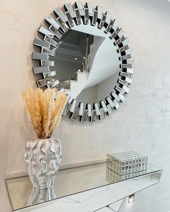 Imagen del Kare Design Espejo Sprocket: elegante espejo de pared con acabado espejado, diseño moderno y detalles refinados, ideal para decorar salones, dormitorios o recibidores. Opiniones positivas destacan su calidad y estilo sofisticado.