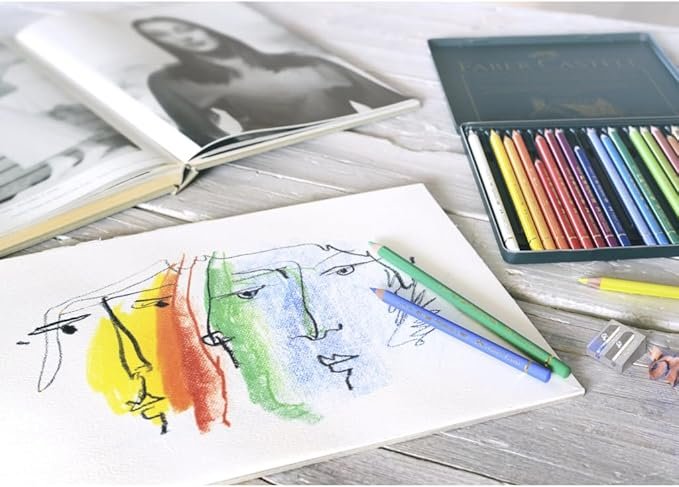 Imagen del producto Faber-Castell 110036: estuche de metal elegante que incluye 36 ecolápices de colores Polychromos, reconocidos por su alta calidad, pigmentación intensa y durabilidad, ideal para artistas profesionales y aficionados.