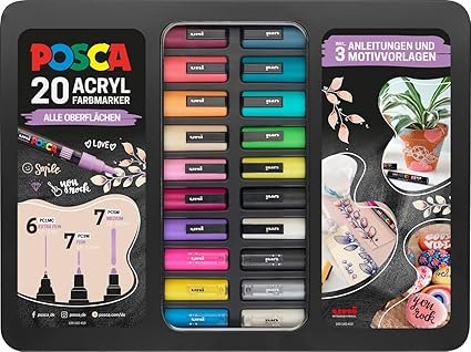 Imagen del producto "Opiniones Faber-Castell uni-ball 186829 - Juego de marcadores POSCA, estuche de 20": estuche de 20 rotuladores de colores vibrantes, diseño ergonómico y tinta de alta calidad, ideal para artistas, estudiantes y profesionales que buscan versatilidad y precisión.
