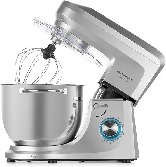 Batidora amasadora Orbegozo AM 8000 de 1800 W con bol de acero inoxidable de 7 litros – Opiniones y características del potente robot de cocina ideal para repostería y masas.