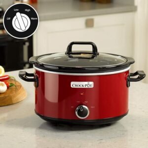 Imagen de la olla eléctrica de cocción lenta Crock-Pot de 3,5 litros ideal para preparar guisos, sopas y recetas a fuego lento con eficiencia y sabor profesional.