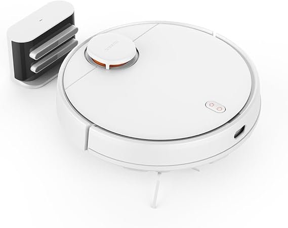 Imagen del Xiaomi Robot Vacuum S12, robot aspirador y fregasuelos con sistema de navegación láser inteligente, diseño moderno en color blanco, ideal para limpieza eficiente del hogar.