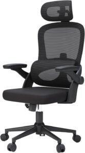 Imagen de la SIHOO M102C, silla ergonómica de escritorio en color negro, mostrando su diseño ajustable, soporte lumbar y reposabrazos, ideal para oficina y teletrabajo, destacada en opiniones positivas por su comodidad y ergonomía.