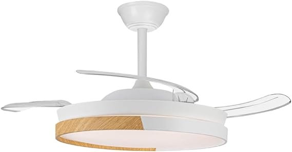 Imagen del ventilador de techo LED Wonderlamp Arpino en color blanco con acabado en madera, aspas plegables y tecnología CCT ajustable a 3000K, 4000K y 6000K. Diseño moderno y funcional ideal para opiniones sobre ventiladores Wonderlamp.
