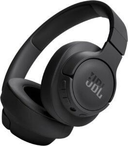 Imagen de los auriculares JBL Tune 720BT inalámbricos por Bluetooth en color negro, diseño cómodo y moderno ideal para escuchar música con alta calidad de sonido y excelente autonomía.