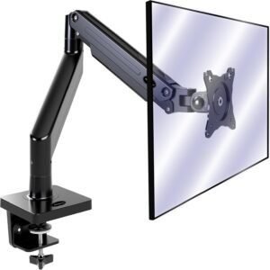 Soporte de brazo para monitor Invision para pantallas de 24 a 40 pulgadas – brazo articulado ajustable en altura y ángulo, ideal para escritorio, montaje VESA, diseño resistente y ergonómico.