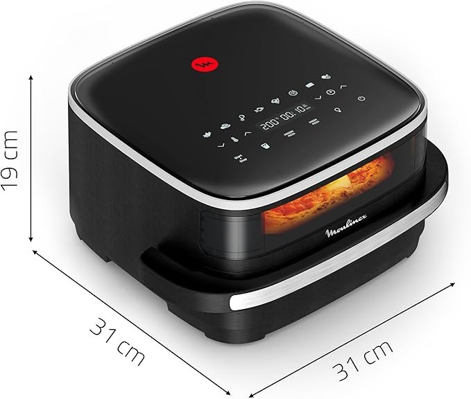 Freidora de aire Moulinex Easy Fry XL Surface de 4 litros y 2200W, diseño moderno en acero inoxidable, con panel digital y 9 programas automáticos, ideal para cocinar sin aceite de forma saludable.