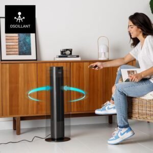 Ventilador de torre Taurus New Babel Digital 50W elegante y moderno, ideal para refrescar cualquier estancia con su diseño compacto y funciones digitales avanzadas.