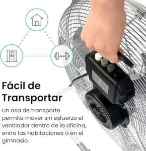 Ventilador de suelo industrial Pro Beeze de 50 cm (20") con diseño robusto y acabado metálico, ideal para espacios grandes; imagen del producto mostrando su estructura resistente y potente flujo de aire.