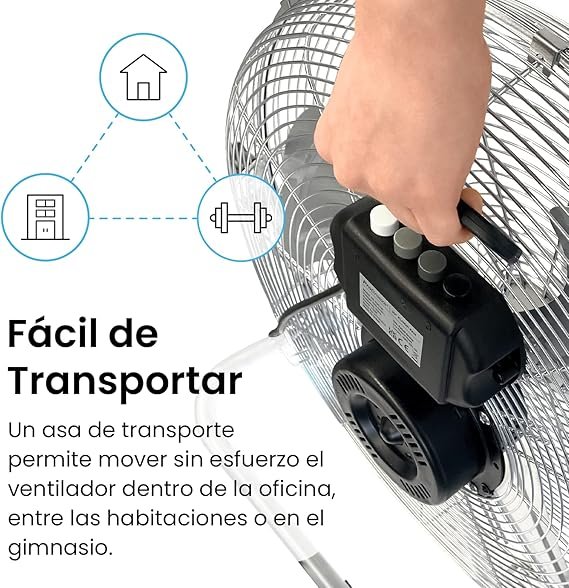 Ventilador de suelo industrial Pro Beeze de 50 cm (20") con diseño robusto y acabado metálico, ideal para espacios grandes; imagen del producto mostrando su estructura resistente y potente flujo de aire.