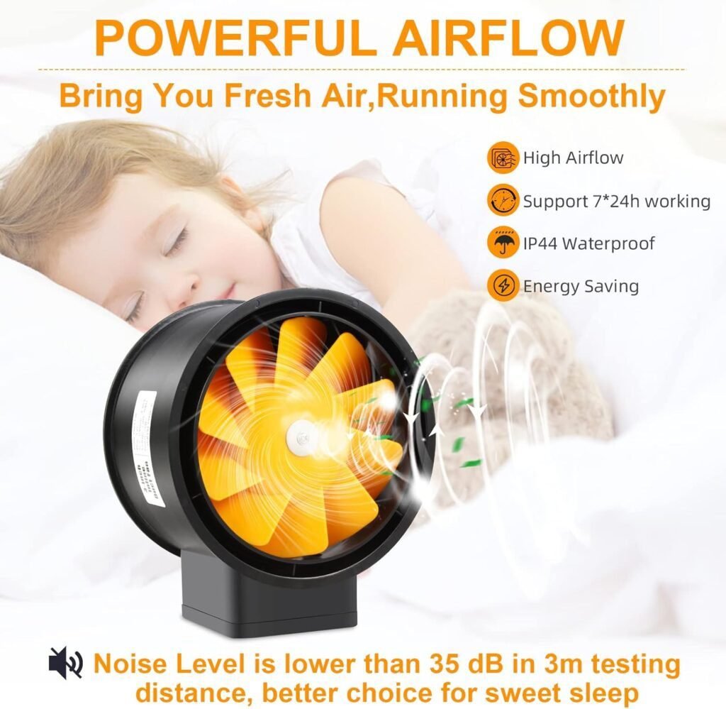 Extractor de aire FanGoFast de 100 mm con controlador ajustable, ventilador en color negro ideal para ventilación industrial y de cultivo, diseño compacto y eficiente energéticamente.