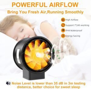 Extractor de aire FanGoFast de 100 mm con controlador ajustable, ventilador en color negro ideal para ventilación industrial y de cultivo, diseño compacto y eficiente energéticamente.