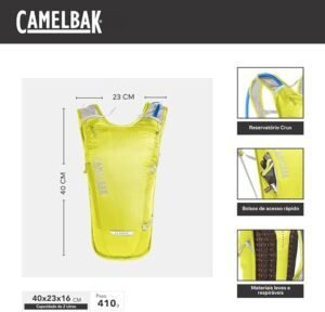 Mochila de hidratación CamelBak Classic Light Unisex Adulto en color azul, diseño ligero y compacto ideal para ciclismo, senderismo y actividades al aire libre, incluye depósito de agua Crux de 2 litros con tubo de fácil acceso.