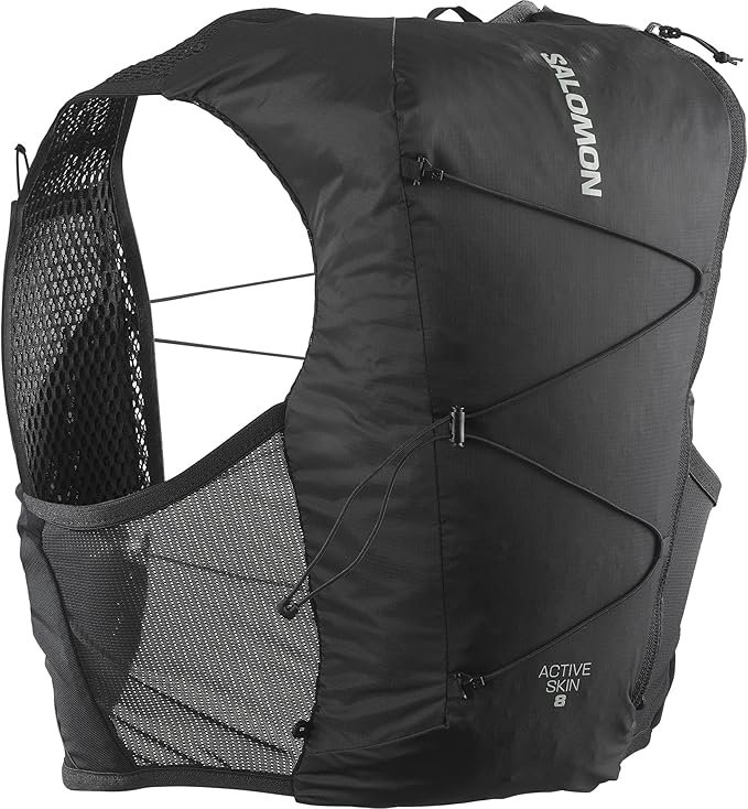 Imagen del chaleco de hidratación Salomon Active Skin 8 No Flasks para trail running y senderismo, diseño ligero y ergonómico ideal para actividades al aire libre.