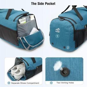Imagen de la G4Free Mochila de viaje grande de 45L/60L en color negro, diseño 3 en 1 como mochila, bolso de mano y bandolera, ideal para gimnasio o escapadas, con múltiples compartimentos y material resistente al agua.